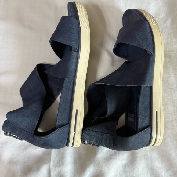 EILEEN FISHER Sandals 9.5 Gladiator Tumbled Nubuck Leather Sneaker Shoes Blue - Picture 9 of 9